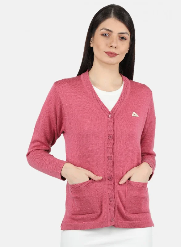 Discounted High-Quality Wool SweatersWomen Pink Solid Cardigan