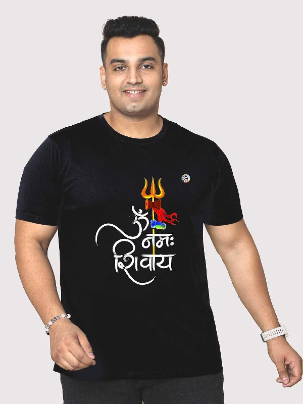 women's tops for those who love to shop for unique findsMen Plus Size Black Om Namah Shivay Printed Round Neck T-Shirt