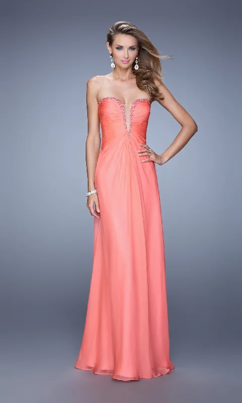 dark prom dressesLa Femme Plunging-Sweetheart Prom Dress 20930