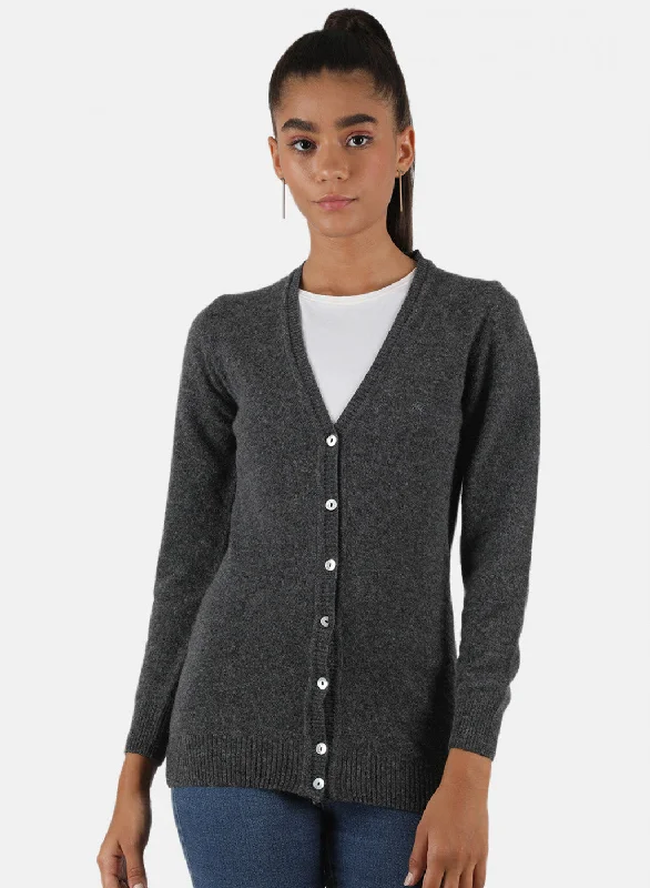 Funky SweatersWomen Grey Solid Cardigan