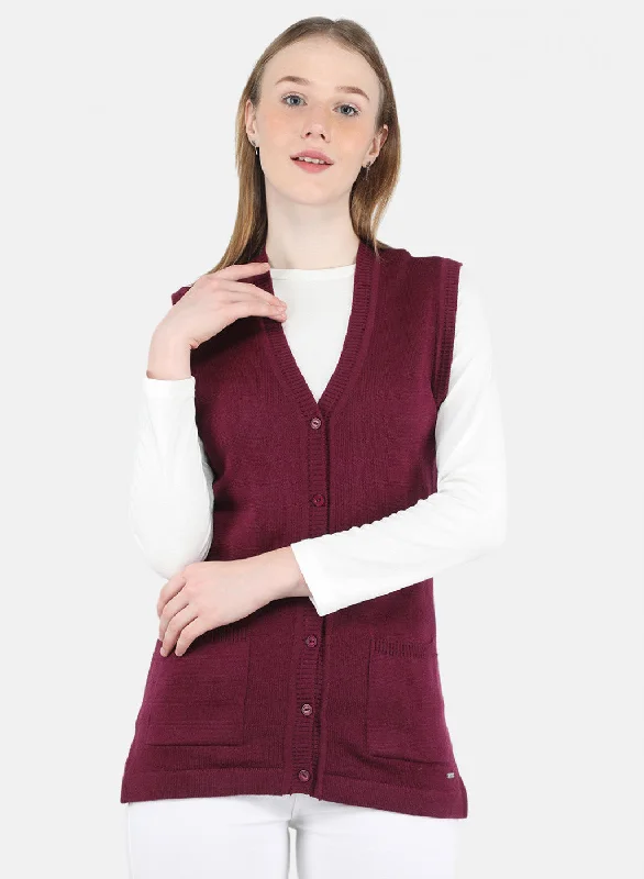 Flannel-Lined SweatersWomen Purple Solid Cardigan