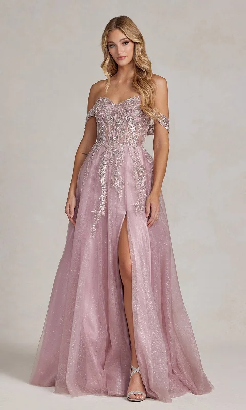 plus-size prom dressesOff-the-Shoulder Rose Pink Prom Dress with Slit