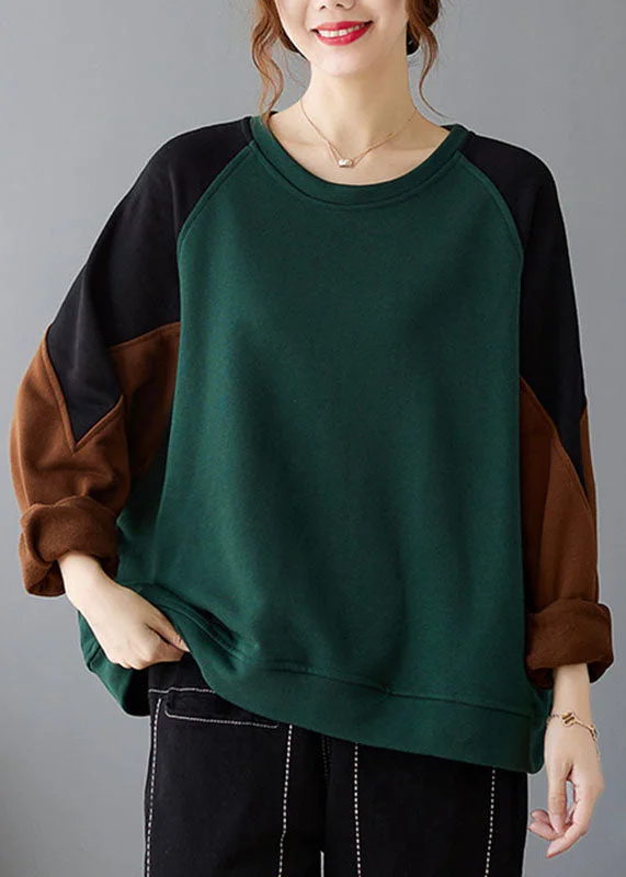 women's tops for those who want to create stylish and put-together outfits without spending a fortuneUnique Green O-Neck Thick Sweatshirts Fall