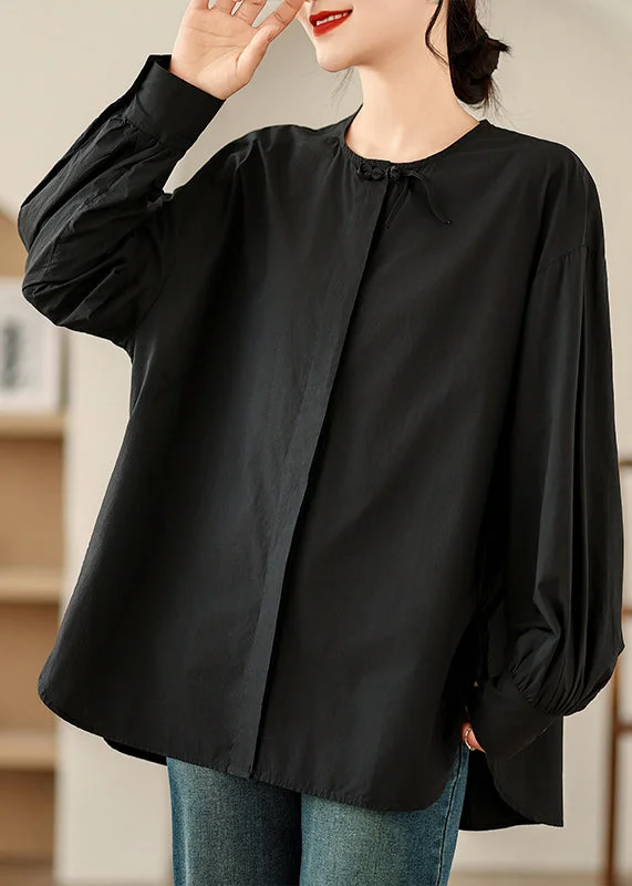 women's tops for bridal showers and baby showersWomen Black Oversized Patchwork Cotton Shirts Spring