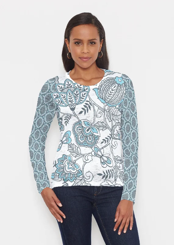 cozy women's tops for fall and winterNamaste Floral (13366) ~ Signature Long Sleeve Crew Shirt