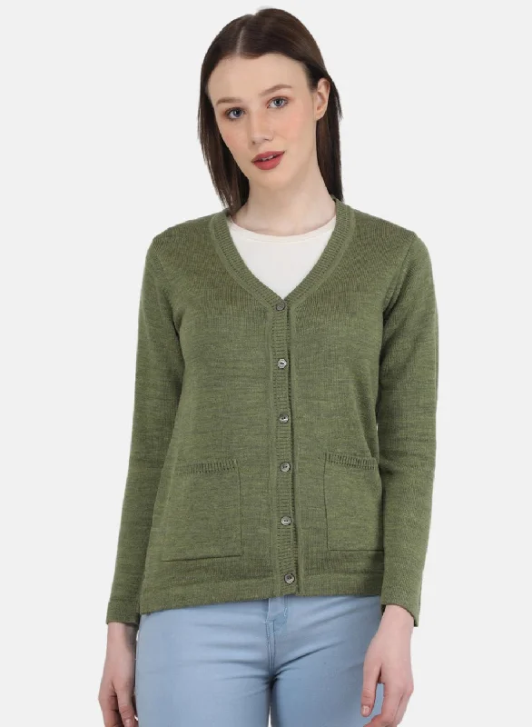 Luxurious SweatersWomen Olive Solid Cardigan