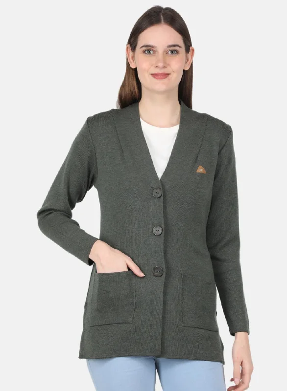 Patterned Cashmere SweatersWomen Olive Solid Cardigan