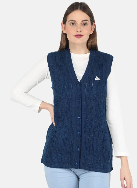 Discounted SweatersWomen Blue Self design Cardigan