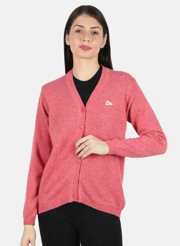 Oversized SweatersWomen Pink Solid Cardigan