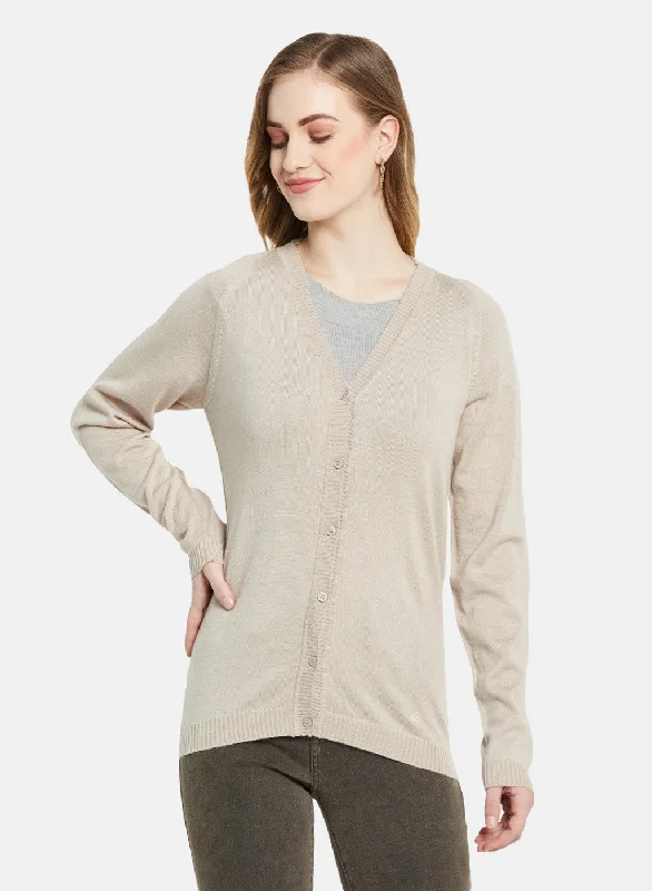 Wholesale SweatersWomen Beige Solid Cardigan