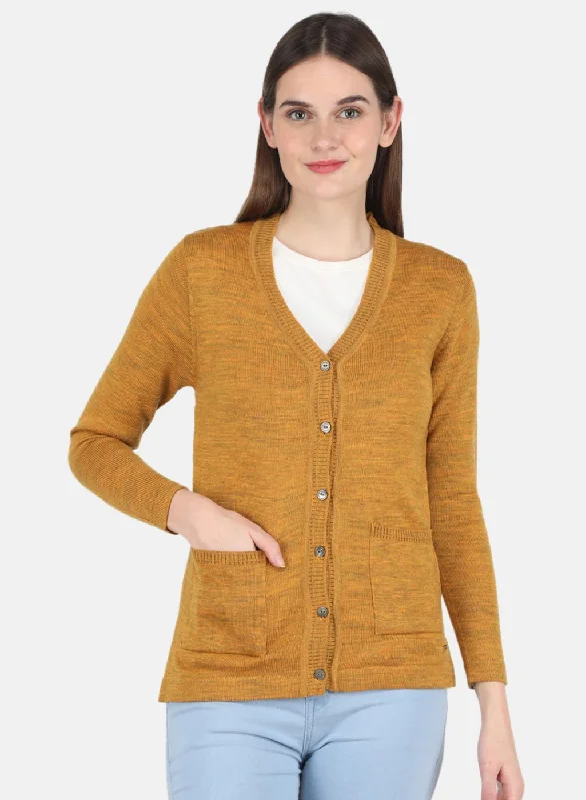 Thick SweatersWomen Yellow Solid Cardigan