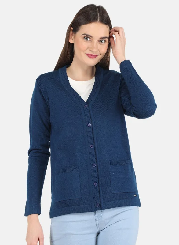 Trendy SweatersWomen Blue Solid Cardigan