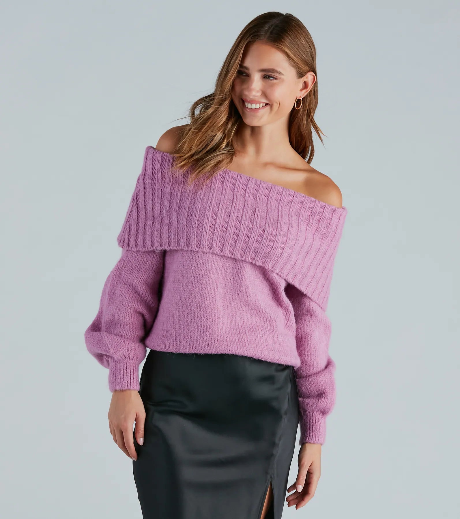 women's tops for those who love to shop for unique findsFlirty And Cool Off-The-Shoulder Sweater Top