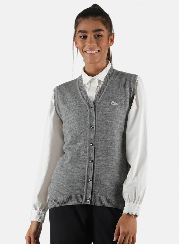 Chunky Men's SweatersWomen Grey Solid Cardigan