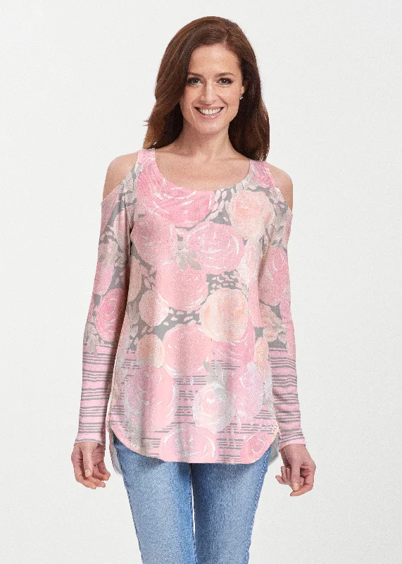 women's tops for smart casual looksCorsage Pink (10153) ~ Butterknit Cold Shoulder Tunic