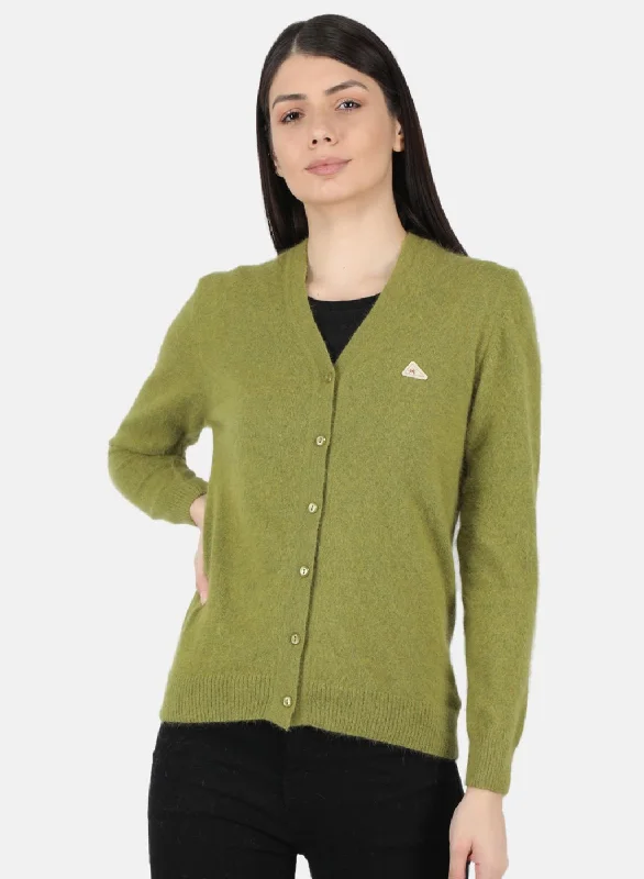 Women's SweatersWomen Olive Solid Cardigan