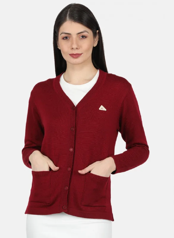 Cardigan Baby SweatersWomen Maroon Solid Cardigan