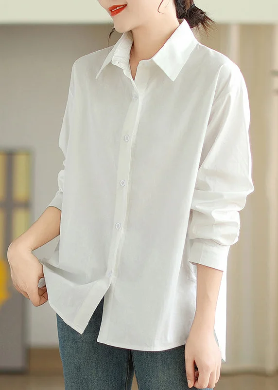 women's tops for those who believe in expressing their individuality through fashionSimple White Oversized Cotton Shirts Spring