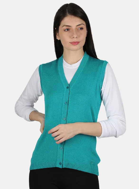 Fashionable SweatersWomen Green Solid Cardigan