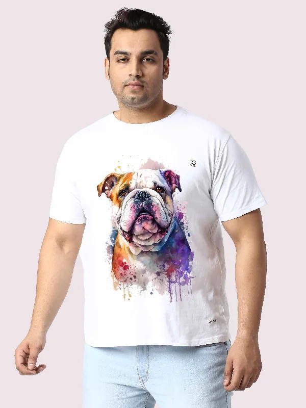 long-sleeved women's topsMen Plus Size White Dog Printed Round Neck T-Shirt