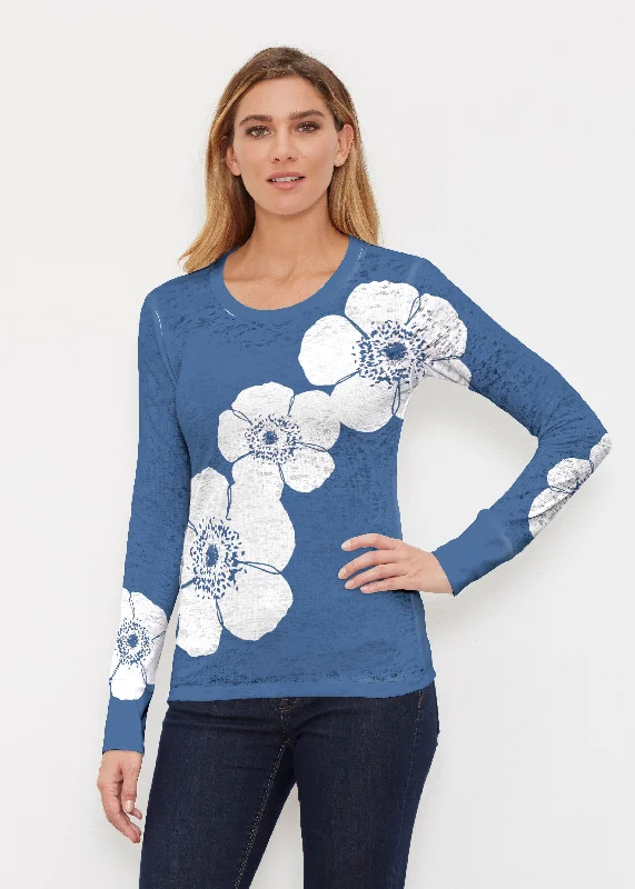 women's tops for those who want to invest in timeless piecesPoppy Navy (7013) ~ Thermal Long Sleeve Crew Shirt