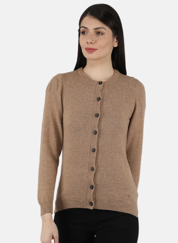 Discounted High-Quality Wool SweatersWomen Beige Solid Cardigan