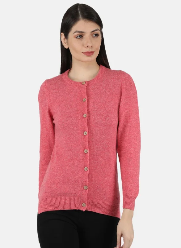 Wholesale Chunky SweatersWomen Pink Solid Cardigan