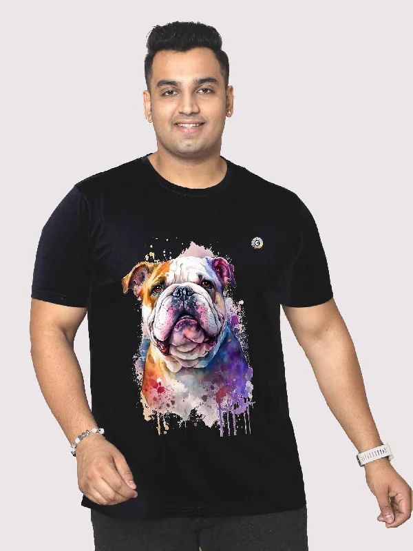 women's tops for those who want to stay updated with the latest fashion trendsMen Plus Size Black Dog Printed Round Neck T-Shirt