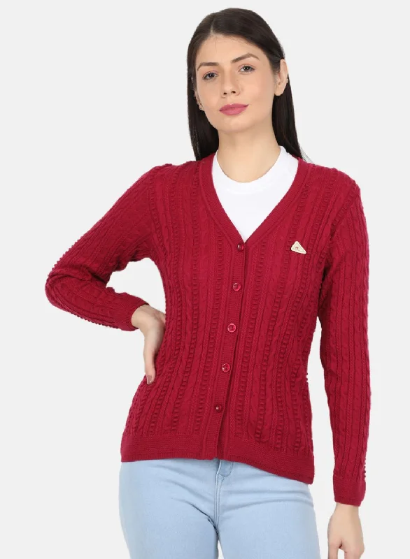 Plus-Size Quick-Dry Soft Knitted SweatersWomen Purple Self Design Cardigan