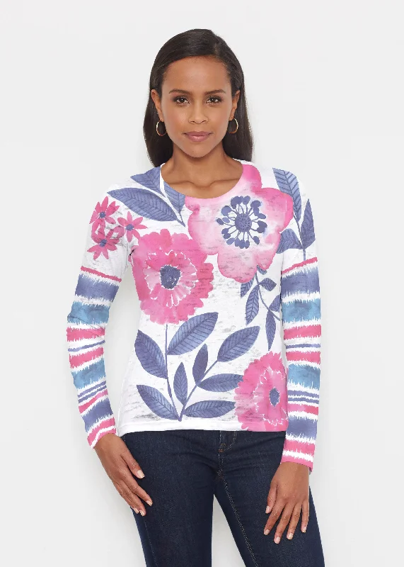 plus-size women's topsWatercolor Blooms (13355) ~ Signature Long Sleeve Crew Shirt