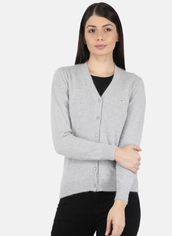 Casual SweatersWomen Grey Solid Cardigan