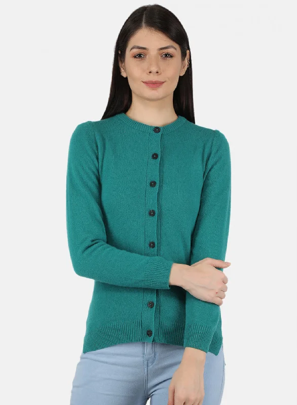 Wholesale Affordable Women's SweatersWomen Green Solid Cardigan