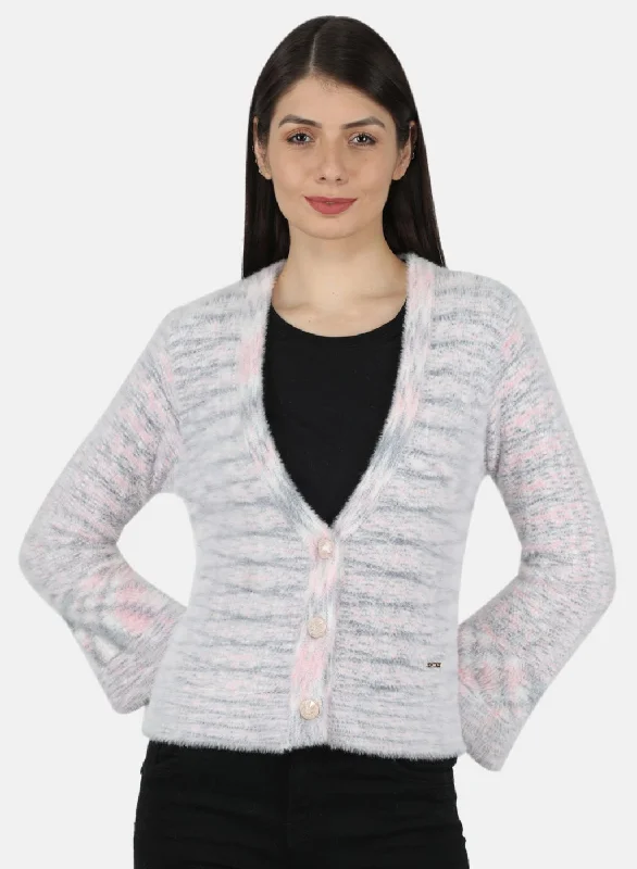 Comfortable Dressy SweatersWomen Pink Self Design Cardigan