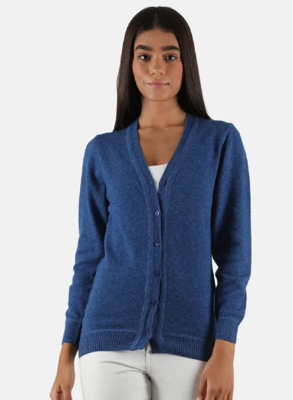 Colorful SweatersWomen Blue Solid Cardigan