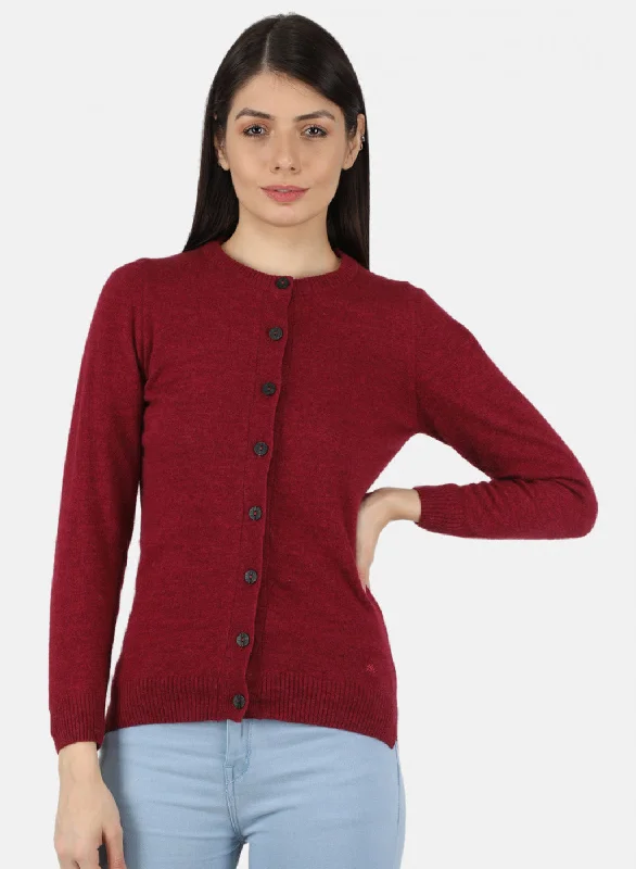 Cardigan Baby SweatersWomen Red Solid Cardigan