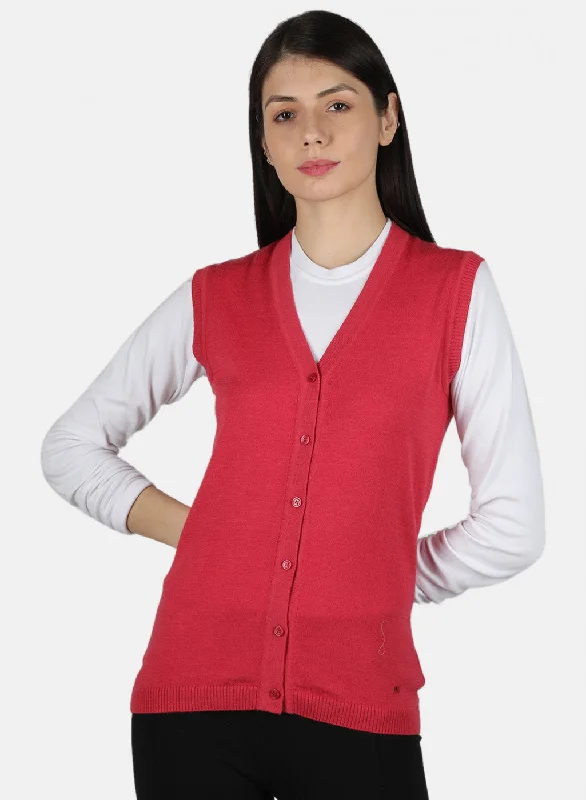 Discounted SweatersWomen Pink Solid Cardigan