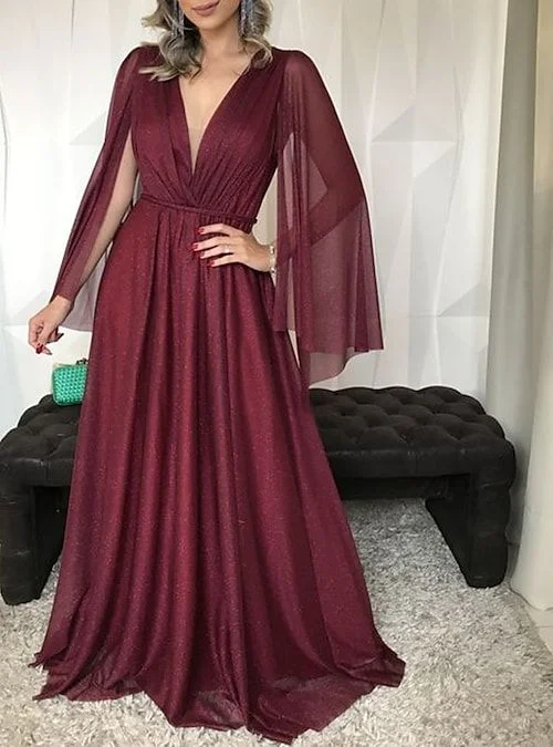 halter prom dressesA-Line Mother of the Bride Dress Wedding Guest Simple Elegant V Neck Floor Length Tulle Sleeveless with Pleated Prom Dress Y6309