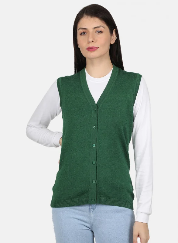 Crewneck SweatersWomen Green Solid Cardigan