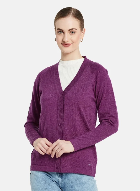 High-Quality Wool SweatersWomen Pink Solid Cardigan