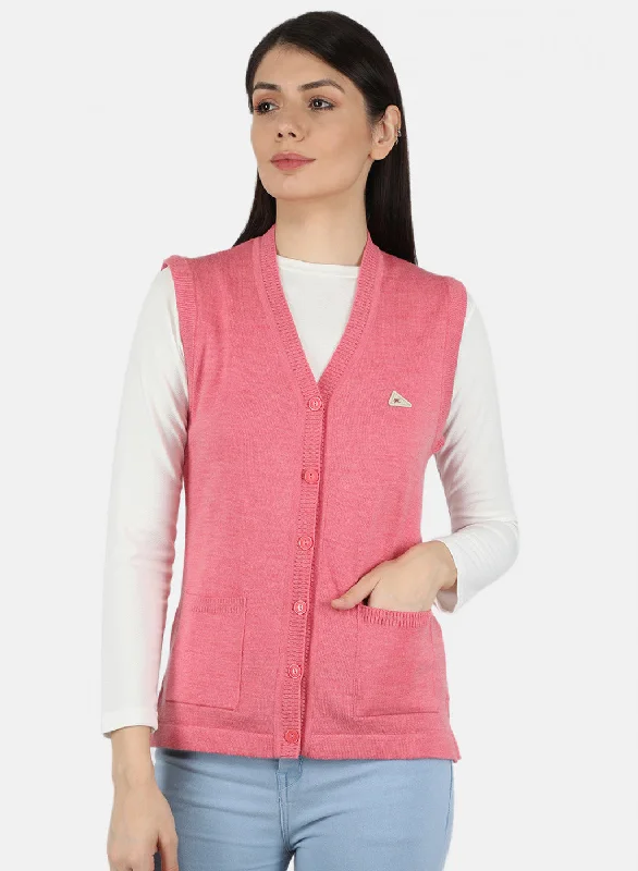 Comfortable SweatersWomen Pink Solid Cardigan