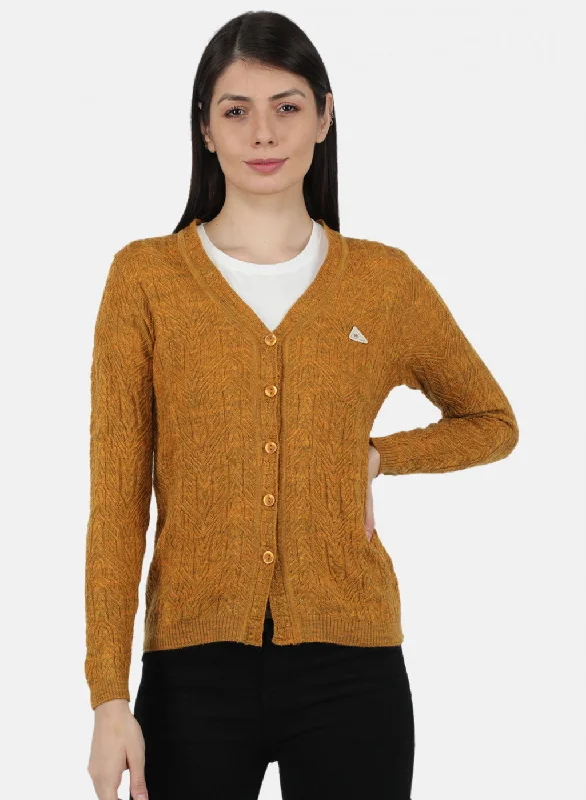 Dressy SweatersWomen Yellow Self Design Cardigan