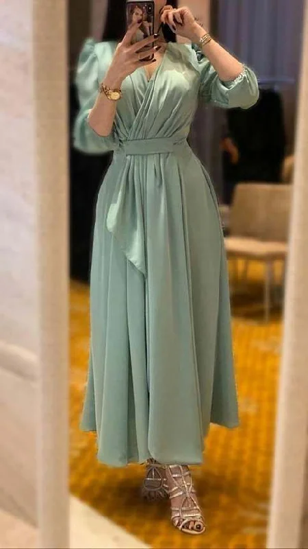 modern prom dressesCharming A-line V Neck Long Sleeves Prom Dress Y6202