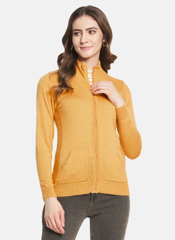 Stylish SweatersWomen Yellow Solid Cardigan