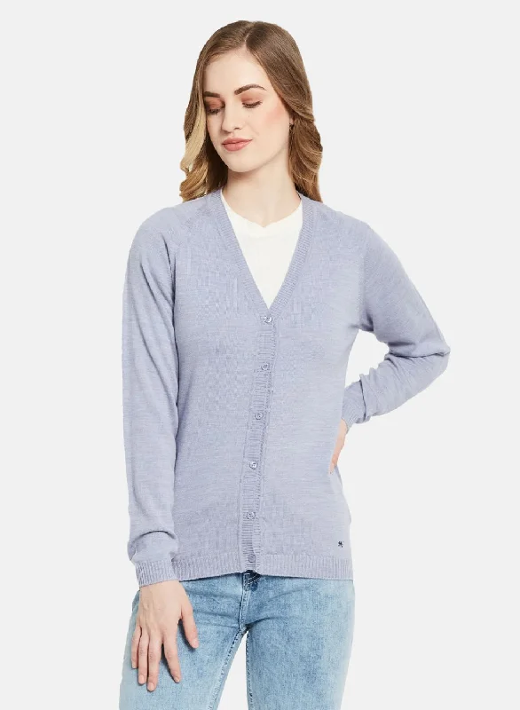 Funky SweatersWomen Blue Solid Cardigan