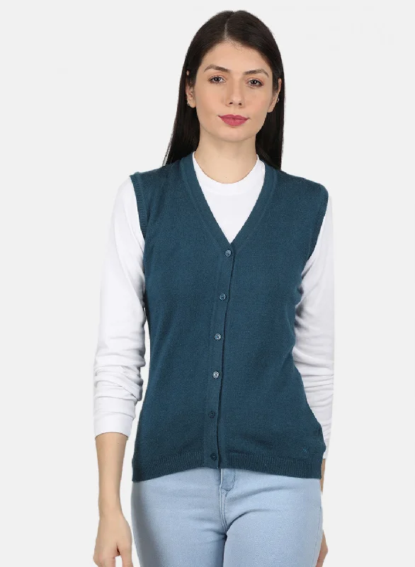 Colorful SweatersWomen Blue Solid Cardigan