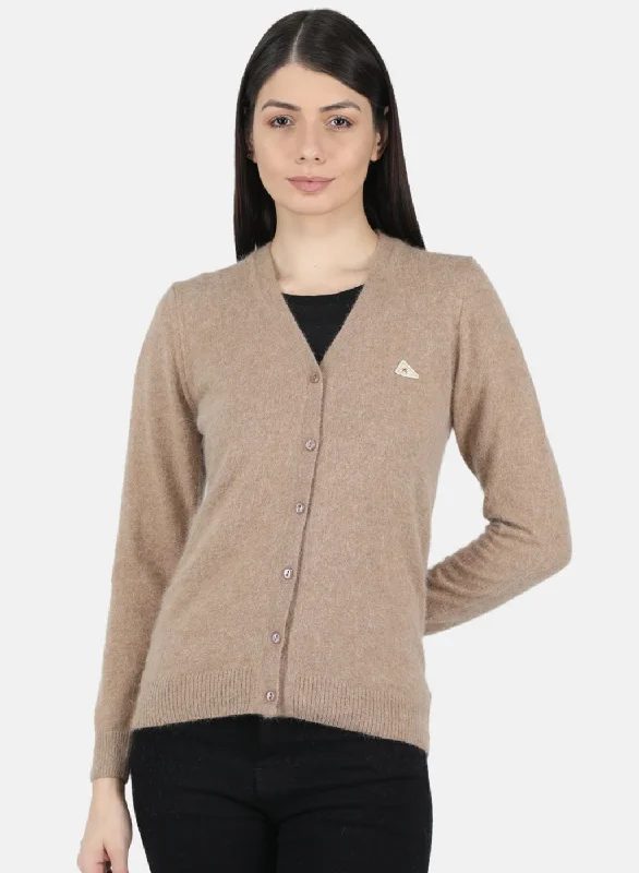 Baby SweatersWomen Brown Solid Cardigan