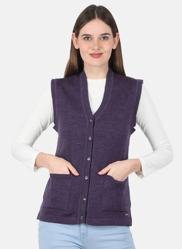 Wholesale Chunky SweatersWomen Purple Solid Cardigan