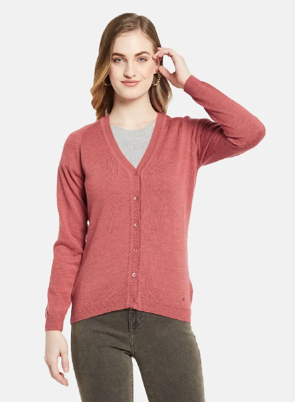 Plus-Size SweatersWomen Red Solid Cardigan