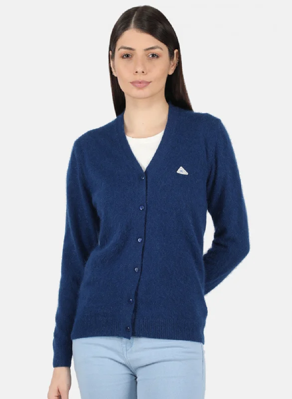 Dressy SweatersWomen Blue Solid Cardigan