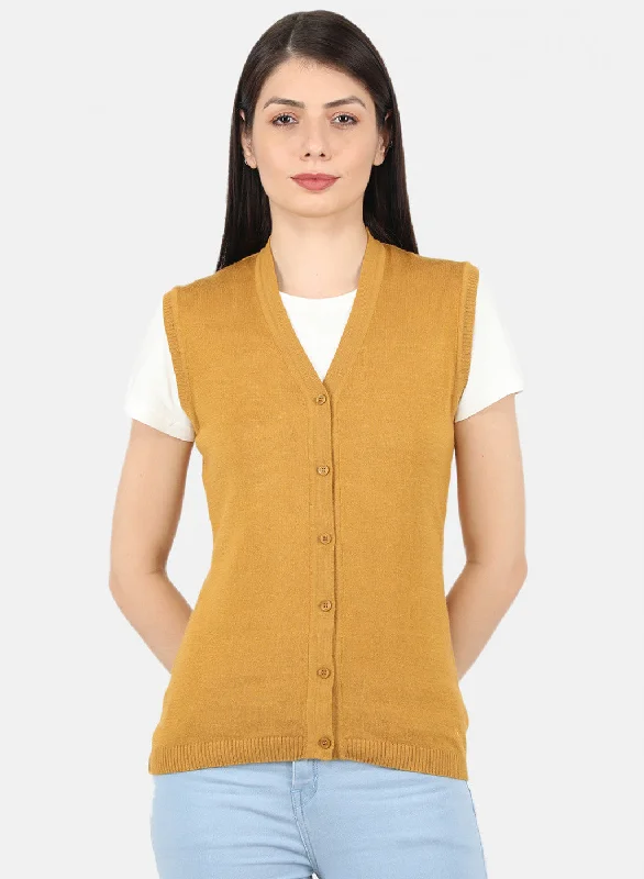 Comfortable SweatersWomen Golden Yellow Solid Cardigan